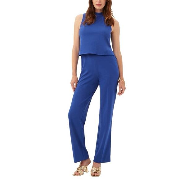 Trina Turk Majorelle Blue Marisa 2 Jumpsuit Mock Neck Split Back Chic NEW~NWT!! - Picture 1 of 13